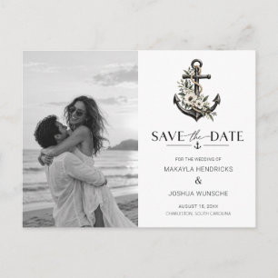 Elegant Nautical Photo Wedding Save the Date Announcement Postcard