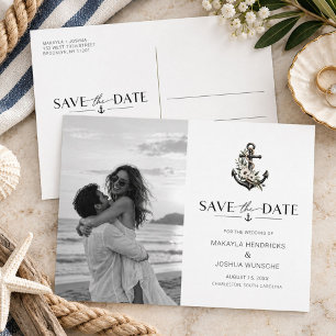 Elegant Nautical Photo Wedding Save the Date Announcement Postcard