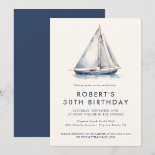 Elegant Nautical Sailboat Adult Party Invitation 