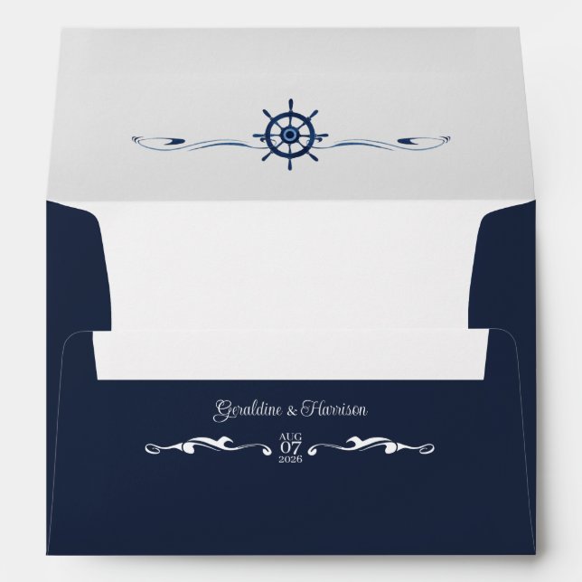Elegant Nautical Sailing Wedding Invitation Envelope (Back (Bottom))
