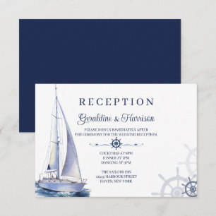 Elegant Nautical Sailing Wedding Reception Cards