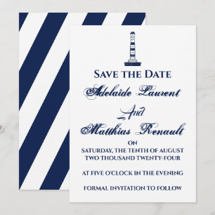 Elegant Nautical Save the Date - Navy Blue, Invitation