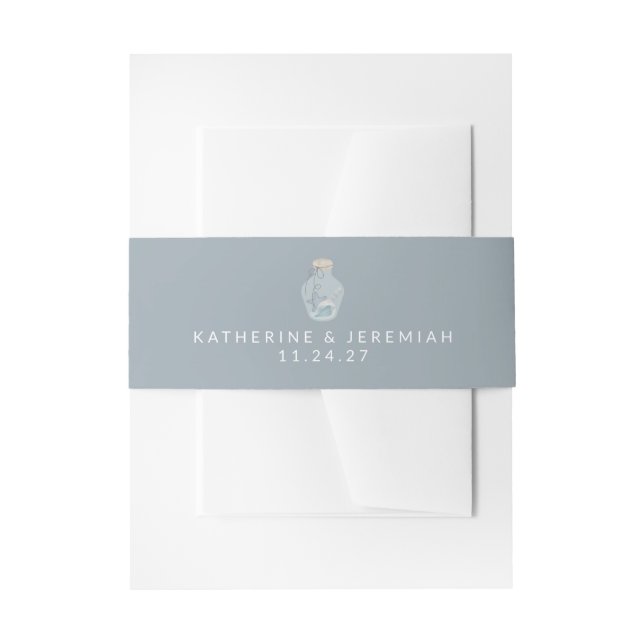 Elegant Nautical Seashell Modern Wedding Invitation Belly Band (Front Example)