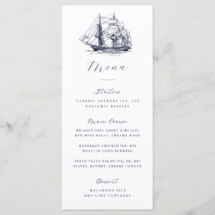 Elegant Nautical Ship Illustration Wedding Menu