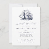 Elegant Nautical Ship Illustration Weekend Wedding