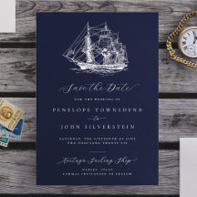 Elegant Nautical Ship Navy Blue Wedding