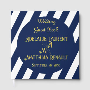Elegant Nautical Striped Wedding,Navy Blue,Wedding Guest Book