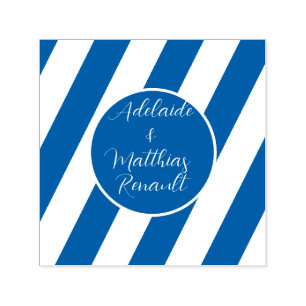 Elegant Nautical Striped Wedding -Navy Blue, White Self-inking Stamp