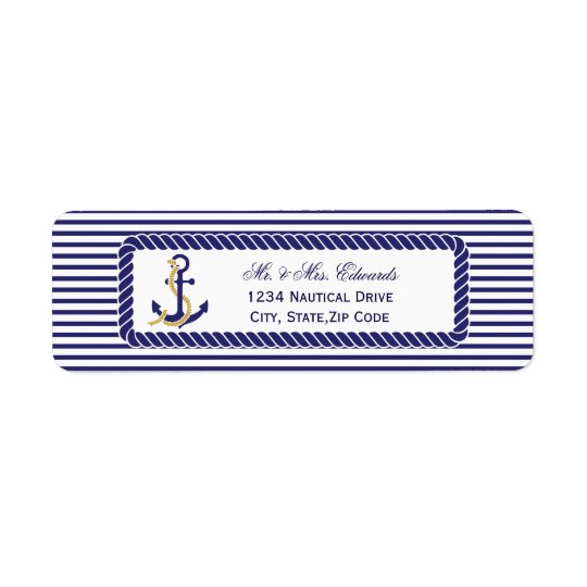 Elegant Nautical Wedding Navy Stripes Return Address Label