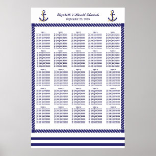 Elegant Nautical Wedding Navy Stripes Seat Chart