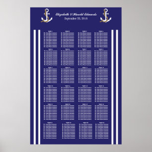 Elegant Nautical Wedding Navy Stripes Seat Chart