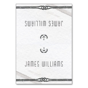 Elegant Nautical Wedding Place Cards Grey White
