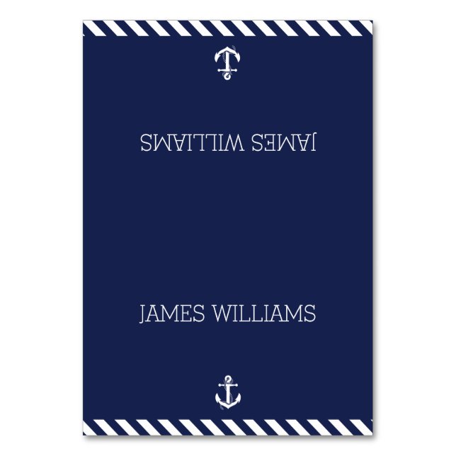 Elegant Nautical Wedding Place Cards With Stripes (Front)
