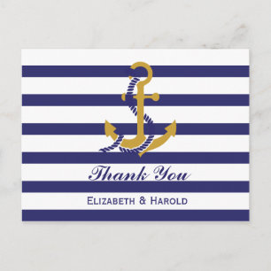 Elegant Nautical Wedding Thank You Postcard