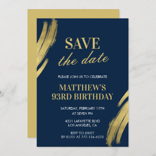 Elegant Navy 93rd birthday Save the date Invitation