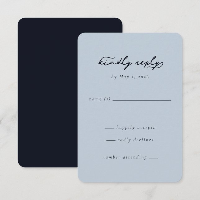 Elegant Navy and Blue Minimalist RSVP Card (Front/Back)