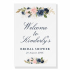 elegant navy and blush bridal shower welcome sign