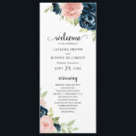 Elegant Navy and Blush Pink Floral Wedding Programme<br><div class="desc">Rustic floral wedding program with elegant watercolor painted flowers in blush pink and navy blue along with your event details in a modern format.  The blush pink roses make this program great for a spring wedding and the navy blue roses make it great for a fall wedding.</div>