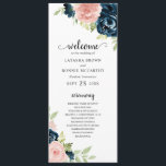 Elegant Navy and Blush Pink Floral Wedding Programme<br><div class="desc">Rustic floral wedding program with elegant watercolor painted flowers in blush pink and navy blue along with your event details in a modern format.  The blush pink roses make this program great for a spring wedding and the navy blue roses make it great for a fall wedding.</div>
