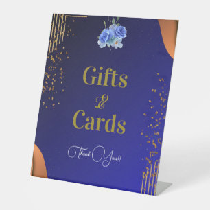 Elegant Navy and Burnt Orange   Cards and Gifts Pedestal Sign