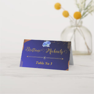 Elegant Navy and Burnt Orange Custom Table Number Place Card