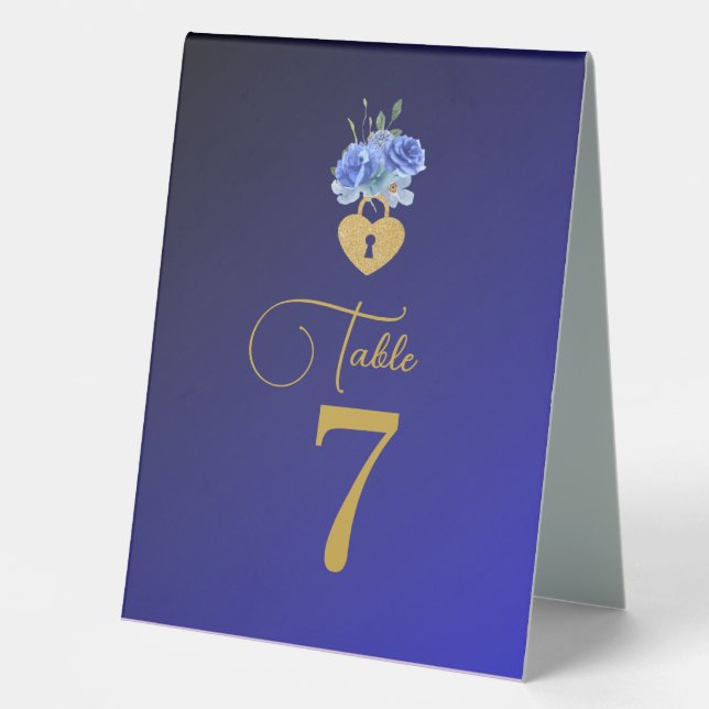 Elegant Navy and Burnt Orange | Gold Table Numbers (Front)