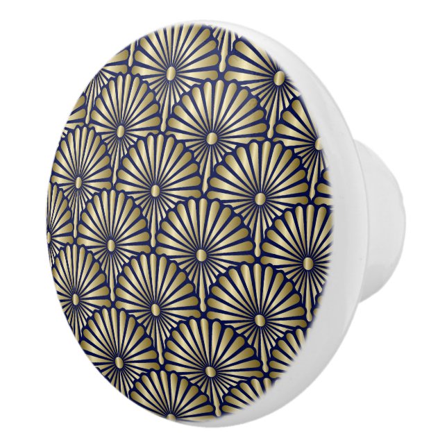 Elegant Navy and Gold Art Deco Drawer Knobs - SRF (Right)