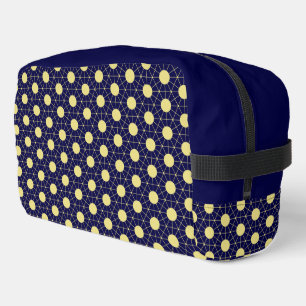 Elegant Navy and Gold Geometric Tile Pattern Dopp Kit