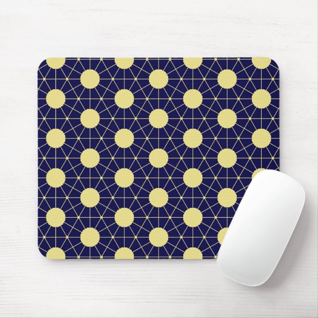 Elegant Navy and Gold Geometric Tile Pattern Mouse Mat (With Mouse)