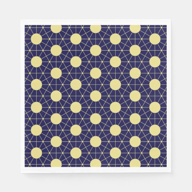 Elegant Navy and Gold Geometric Tile Pattern Napkin (Front)