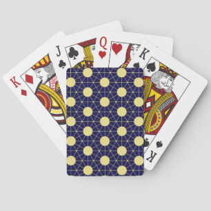 Elegant Navy and Gold Geometric Tile Pattern Playing Cards