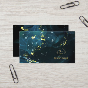 Elegant Navy and Gold Marble Style Design Business Card