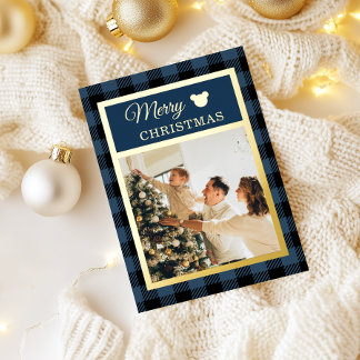 Elegant Navy and Gold Merry Christmas Foil Holiday Card