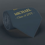 Elegant navy and gold personalised graduation tie<br><div class="desc">Elegant navy and gold personalised graduation tie.</div>