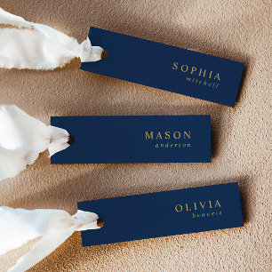 Elegant Navy and Gold Wedding Name Place Cards