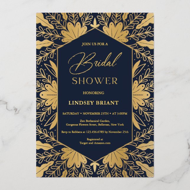 Elegant navy and real gold foil script lettering (Front)