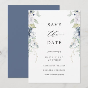 Elegant Navy and White Floral Wedding Save The Date
