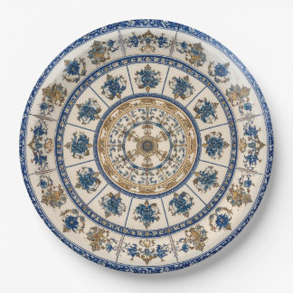 Elegant Navy And White Vintage Paper Plates