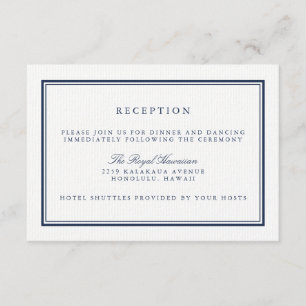 Elegant Navy and White Wedding Reception Enclosure Card