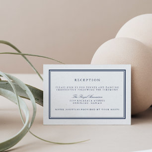 Elegant Navy and White Wedding Reception Enclosure Card