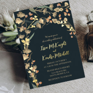 Elegant Navy Beige Wildflower Botanical Wedding