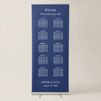 Elegant Navy Blue 10 Table Wedding Seating Chart