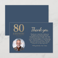 Elegant Navy Blue 80 & Legendary Birthday Photo