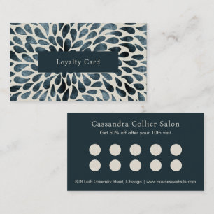 Elegant Navy Blue Abstract Modern Loyalty Card