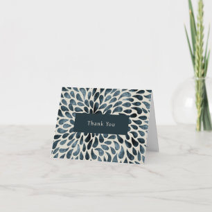 Elegant Navy Blue Abstract Modern Thank You Card