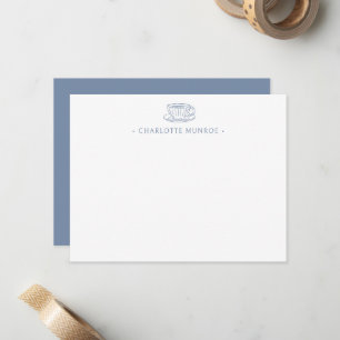 Elegant Navy Blue Afternoon Tea Correspondence Card