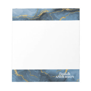 Elegant Navy Blue Agate Geode Marble Monogram Notepad