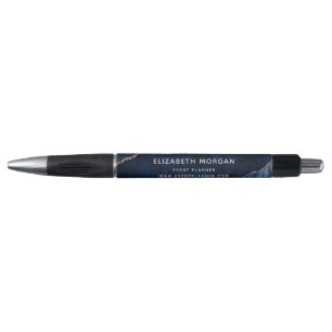 Elegant Navy Blue Agate Marble Rose Gold Glitter