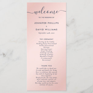 Elegant Navy Blue and Blush Wedding Programme