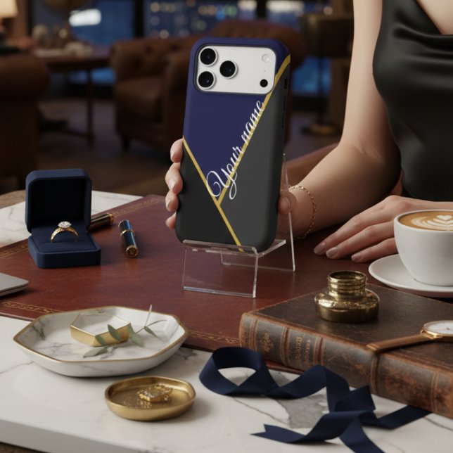 Elegant Navy Blue and Gold Black Geometric Custom (Creator Uploaded)